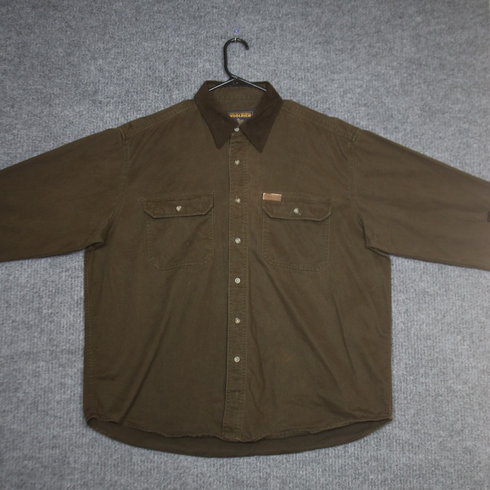 VTG John Rick & Bros Woolrich Shirt Jacket Mens XL Brown Long Sleeve Button Up